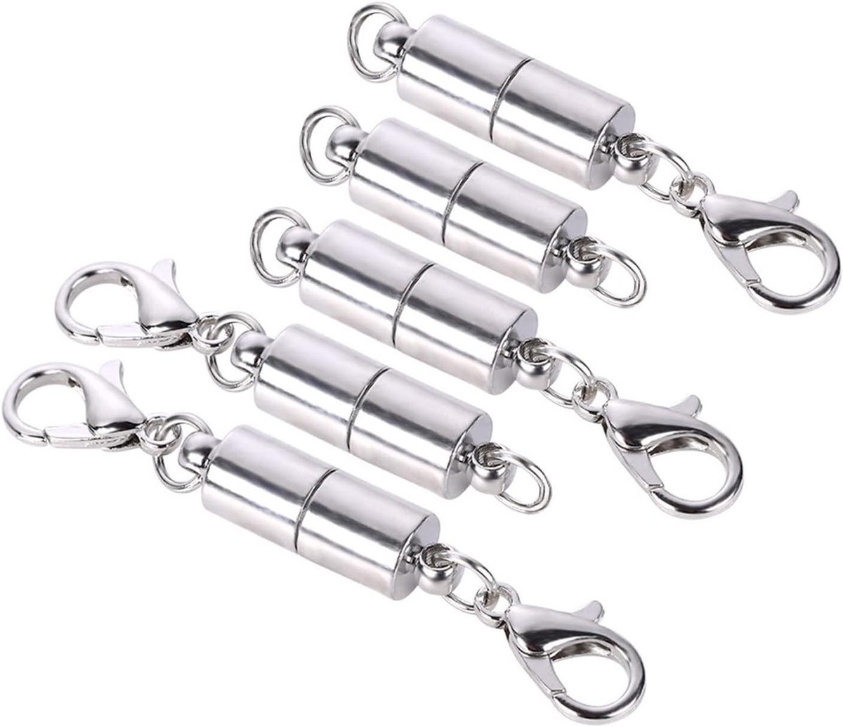 5 X Verzilverd Magnetische Sluiting Sieraden Vindingen 0.27" Hot