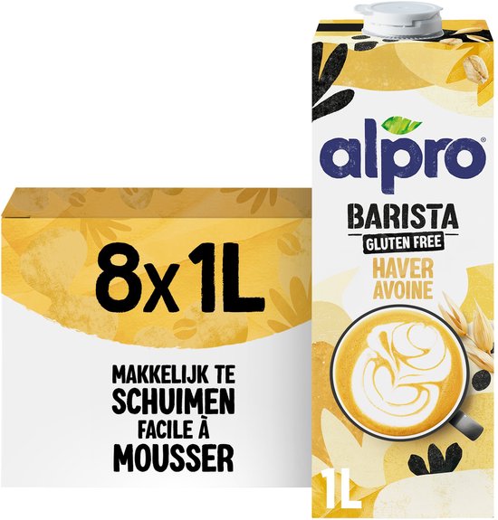 Alpro Barista Haver - Plantaardige Melk - Geschikt voor Koffie - Lactosevrij - 8 x 1L
