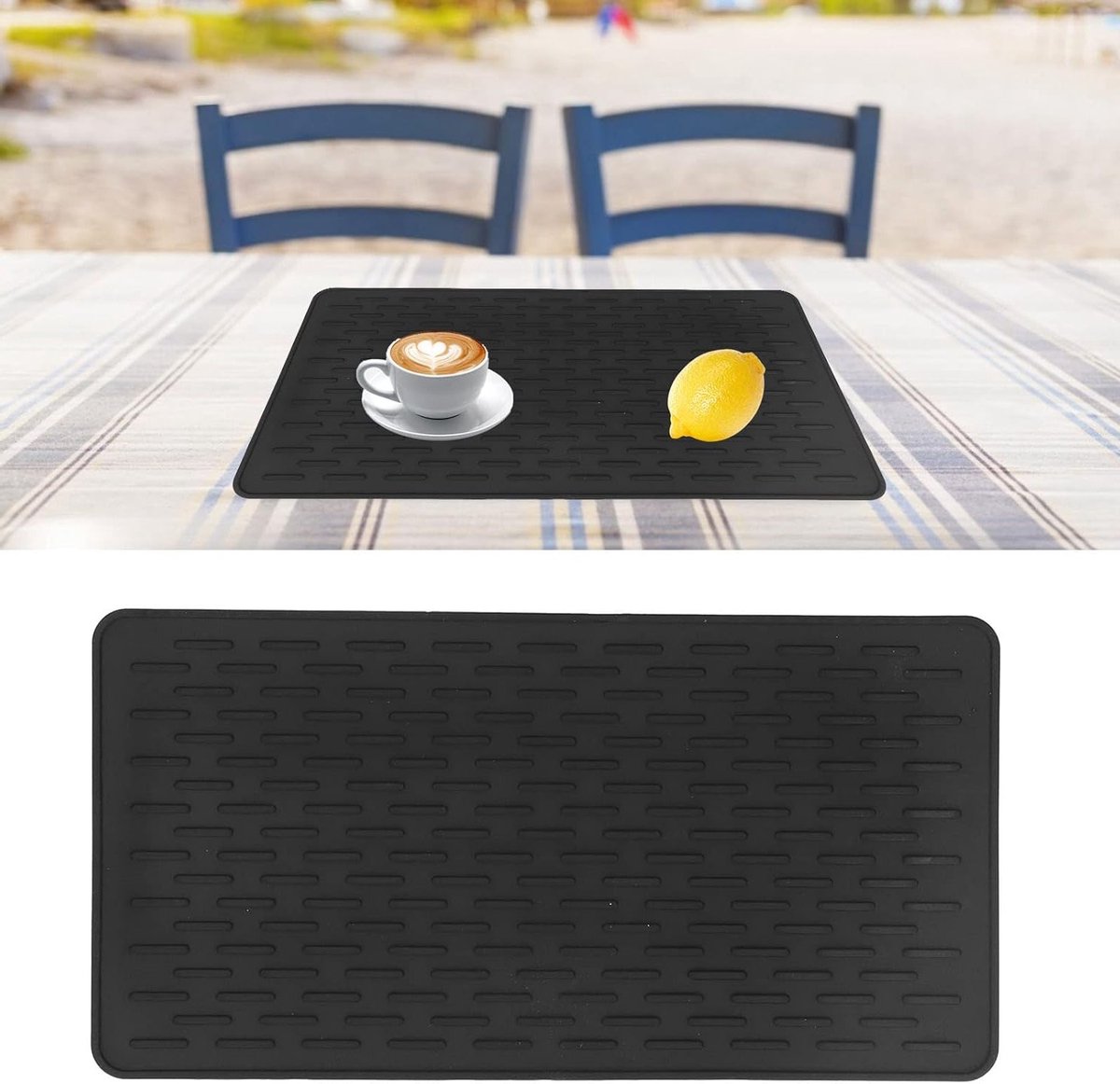 Rechthoekige hittebestendige isolatiepad voor keuken, drogen van servies, bekerhouder, 25x20cm, zwart, duurzaam en multifunctioneel