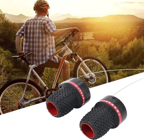 Fiets Shifters - Versnellingshendels Mountainbike - Snelheid Veranderen - Antislip Rubber Grip - 2.25 cm Diameter - Rood Zwart van fiets — afbeelding 4
