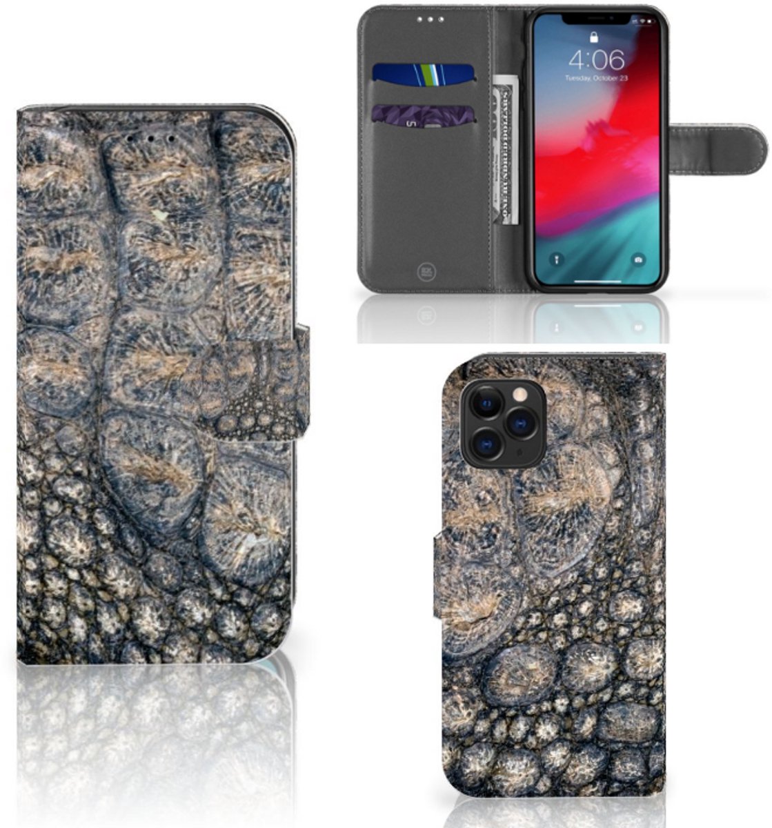 Apple iPhone 11 Pro Telefoonhoesje met Pasjes Krokodillenprint