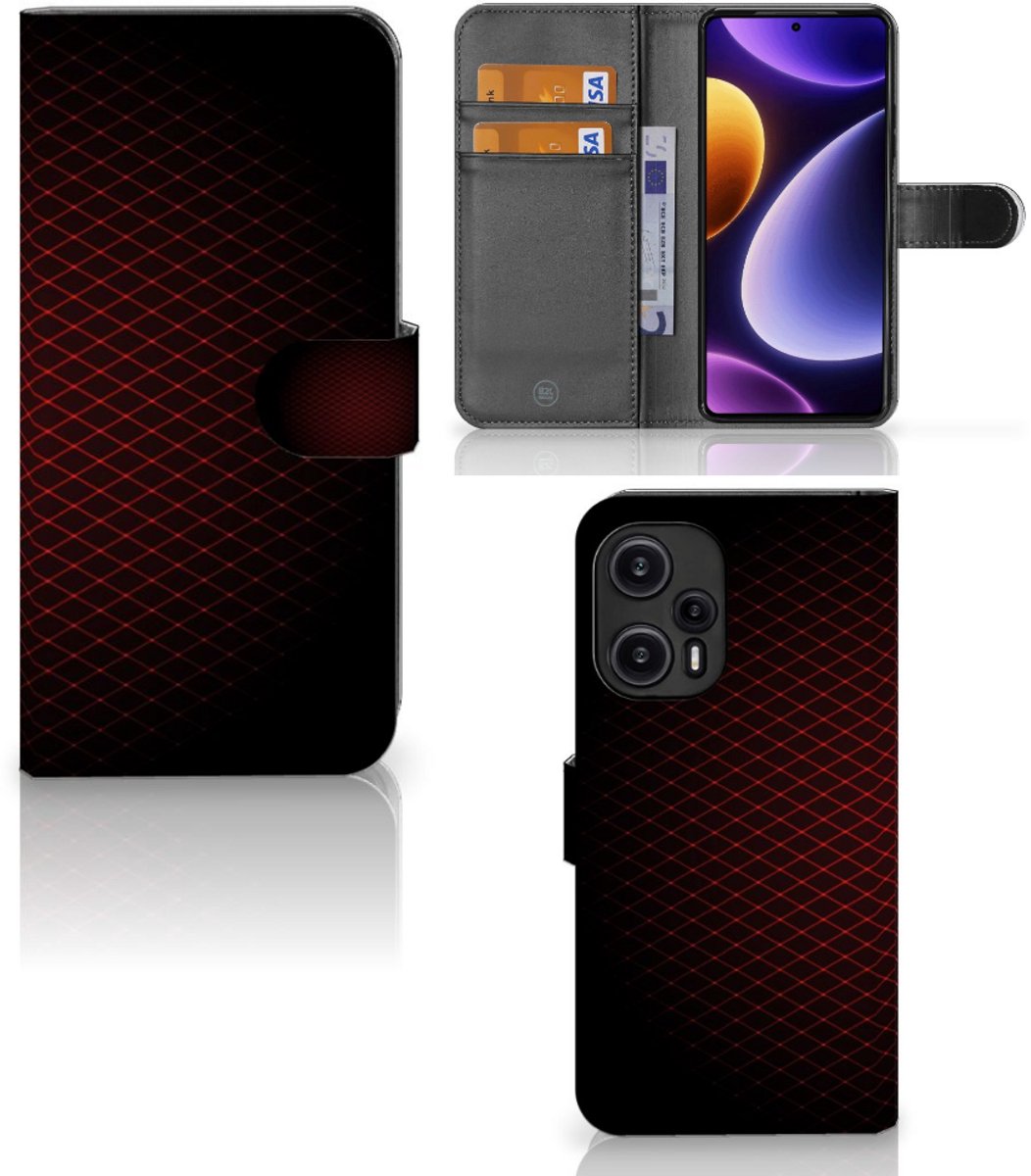 Xiaomi Poco F5 Telefoon Hoesje Geruit Rood