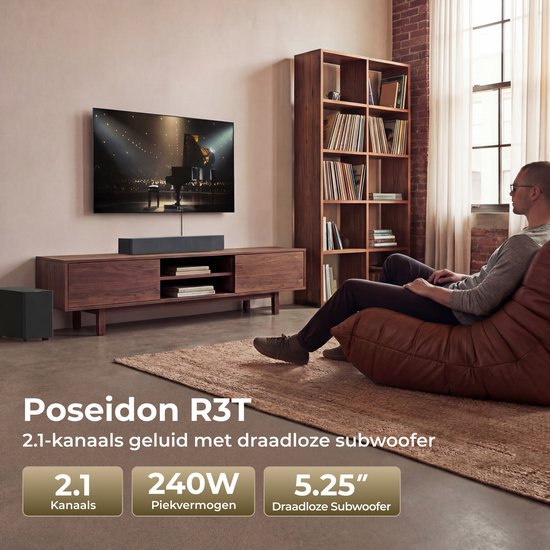 ULTIMEA Poseidon R3T 2.1-kanaals soundbar met draadloze subwoofer, app-bediening, soundbar voor Smart TV, Bluetooth 6.0, HDMI, optisch van Merkloos — afbeelding 2