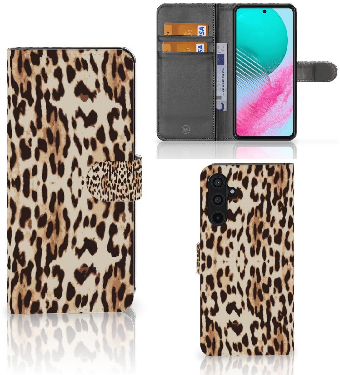 Samsung Galaxy M54 Telefoonhoesje met Pasjes Leopard