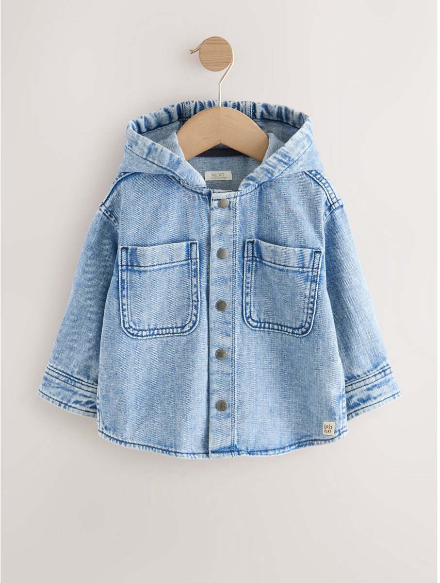 Next - Jongens - Denim overshirt met capuchon - Blauw