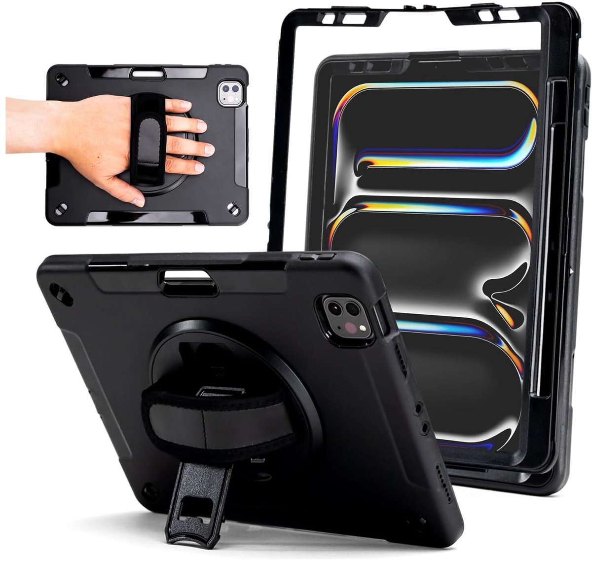 ZAGG Rugged Hoes Geschikt voor iPad Pro 13 (2024/2025) - 360° Draaibare Back Cover Zwart