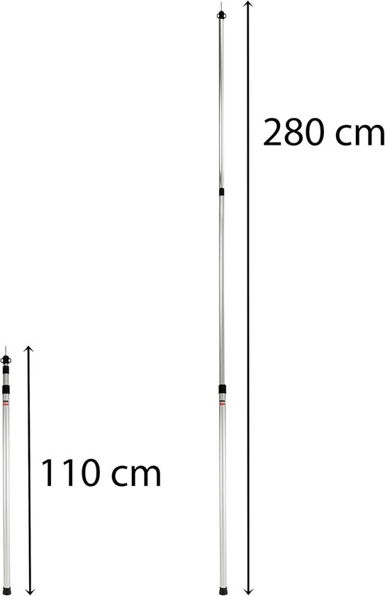 Aluminium Tentstokken - Telescoopstangen Opstelstangen - Tarp Luifel Opzetten - Verstelbaar Met Punt - 110-280 cm - Zilver — afbeelding 3