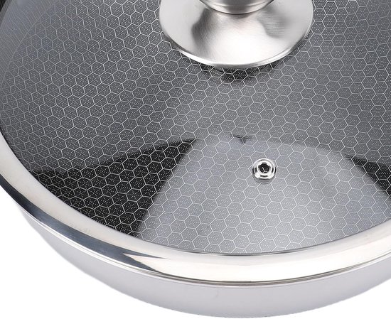 Koekenpan RVS - Koekepan Grillpan - Gezond Bakken - Dubbelzijdige Honingraat - 30 cm - Zilver — afbeelding 5