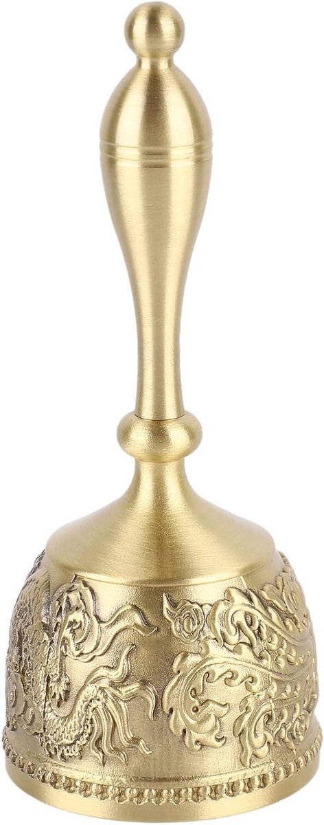 Retro Stijl Eetbel met Gegraveerd Patroon en Gebogen Handvat van 4.7 Inch - Draagbare Bel voor Gezinnen en Feesten