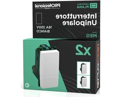 Eenpolige stroomschakelaar - Aan Uit Schakelaar - Elektrische Installaties - Compatibel met Vimar Plana - 16 A 250 V - Wit