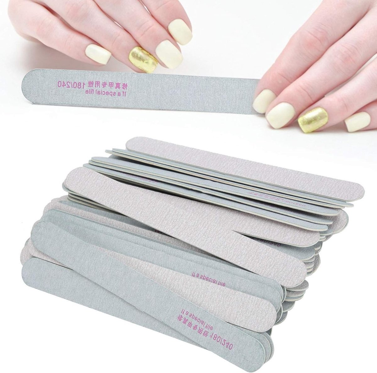 Complete Set van 50 Dubbelzijdige Vijl voor Gel Nagels met 180/240 Grit voor Thuis en Salon Gebruik