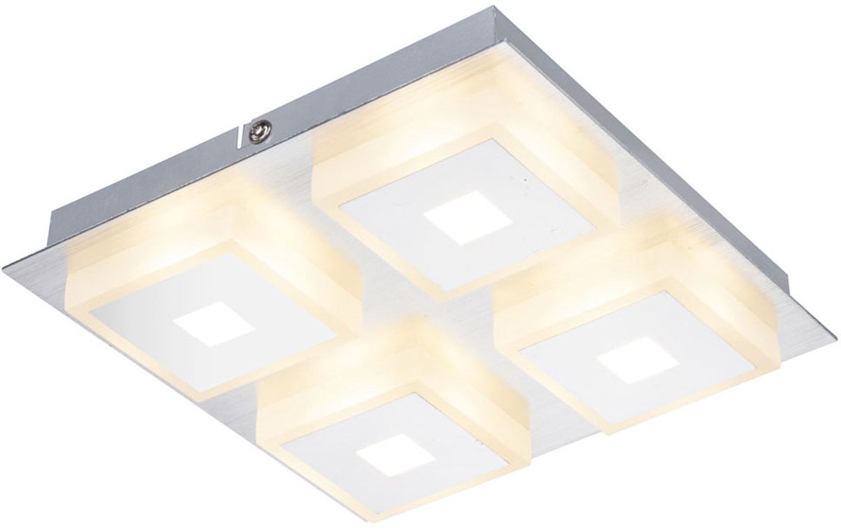 Plafondlamp 4-vlam woonkamer aluminium verlichting satijn, chroom acryl, 4x LED 4x 5 Watt