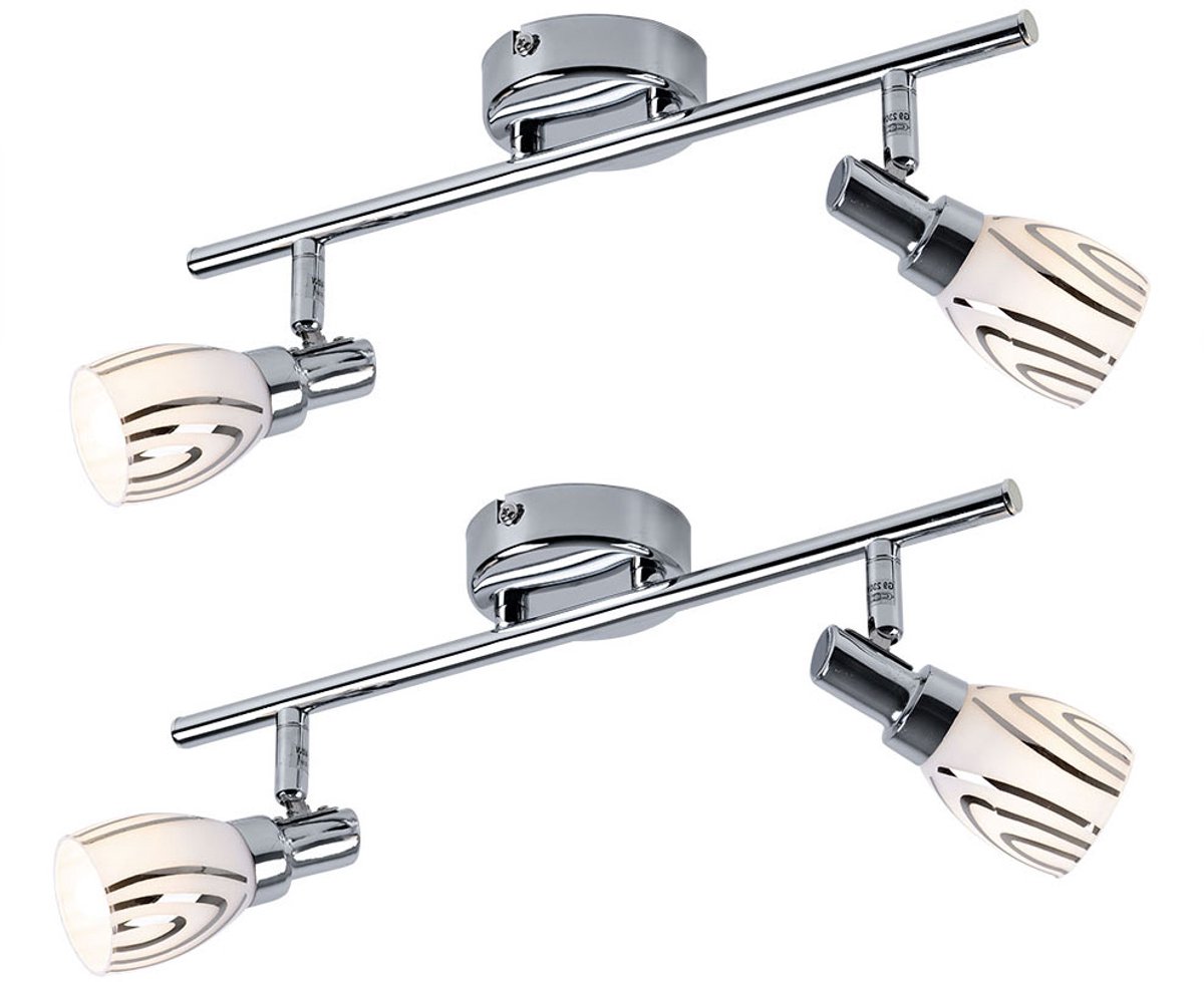 Plafondlamp 2 vlammen plafondspot zwenkbaar woonkamerlamp plafond 2 spots, chroom metaal,