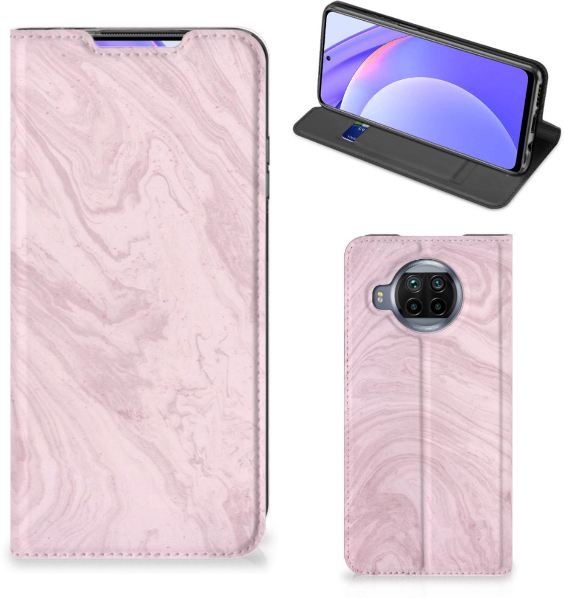 Xiaomi Mi 10T Lite Standcase Marble Pink - Origineel Cadeau Vriendin