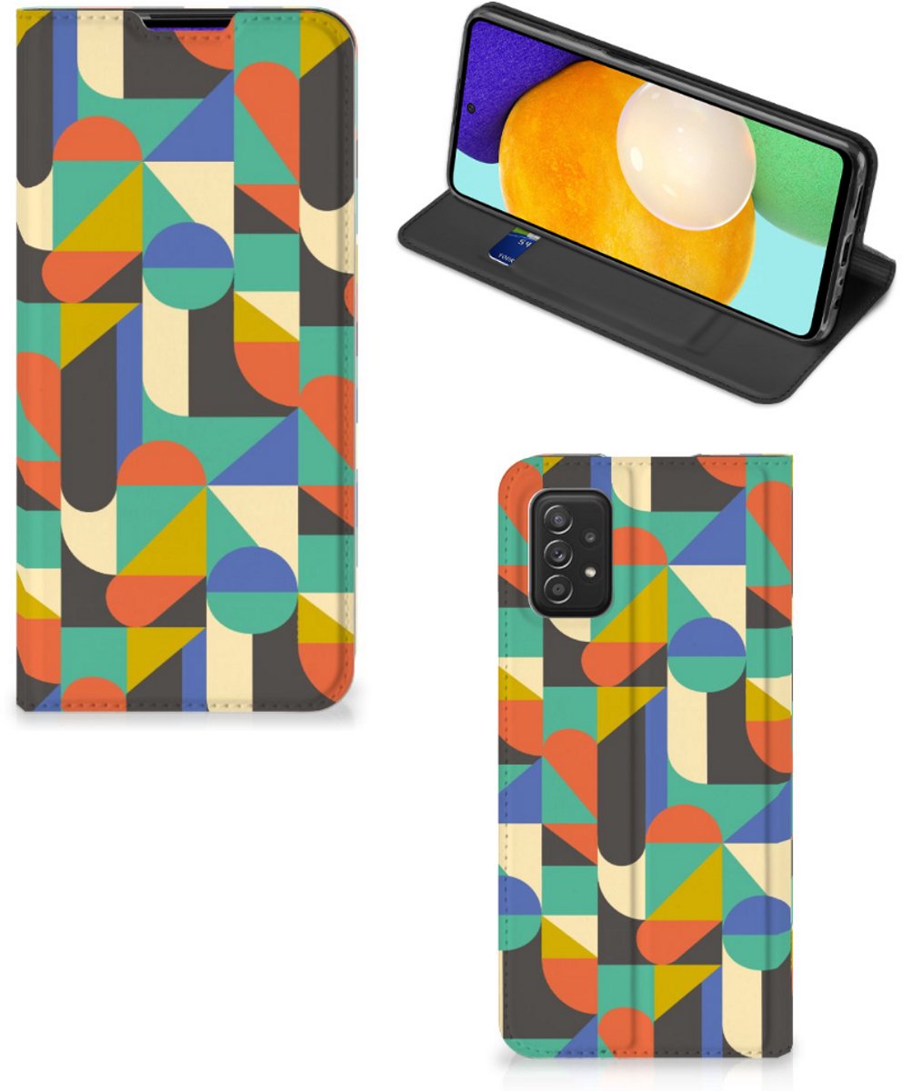 Standcase Hoesje voor Samsung Galaxy A03s Hoesje met Magneet Funky Retro