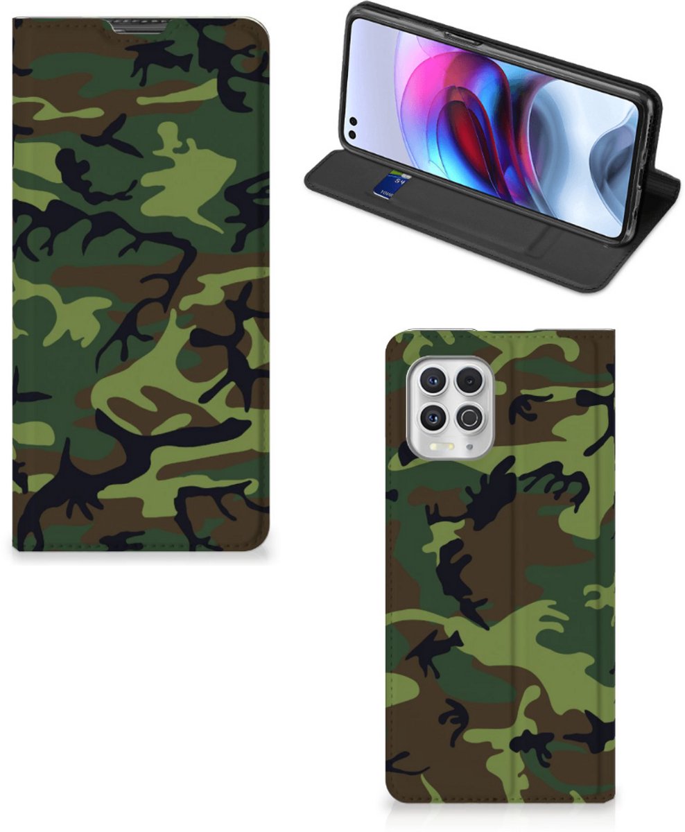 Motorola Moto G100 Hoesje met Magneet Army Dark