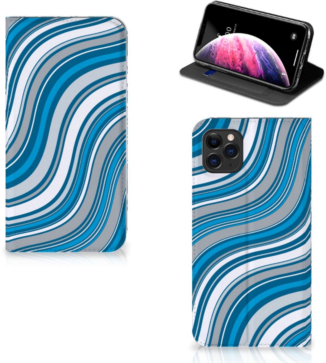 Apple iPhone 11 Pro Max Hoesje met Magneet Waves Blue
