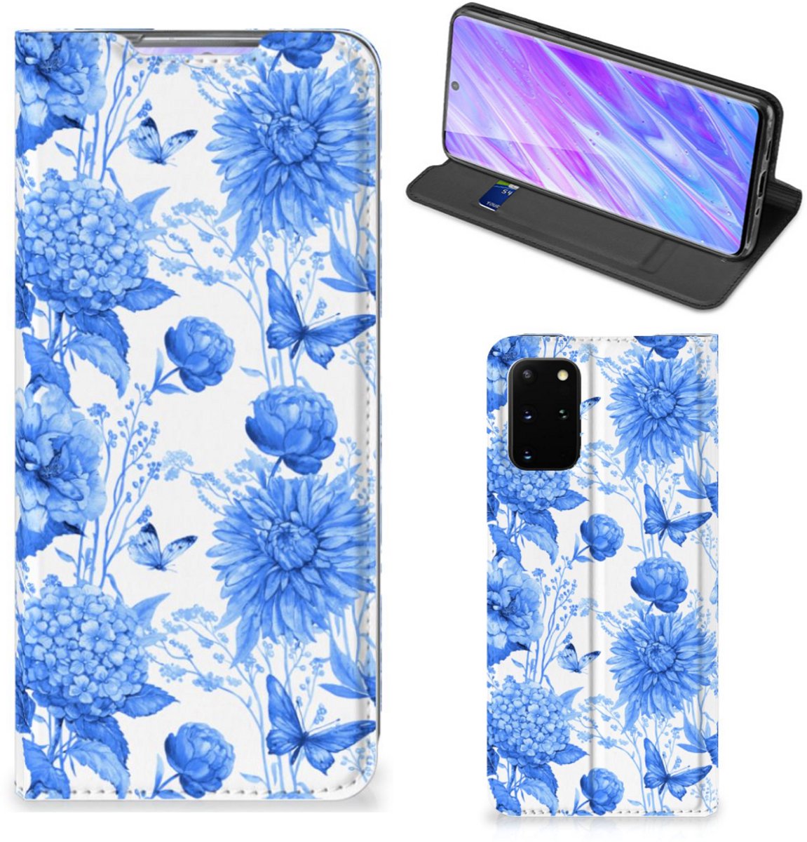 Smart Cover voor Samsung Galaxy S20 Plus Flowers Blue