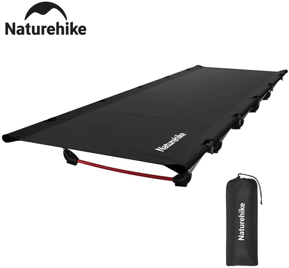 MakkelijkMooi Compact Opvouwbaar Ligbed - Veldbed - Stretcher - Naturehike Campingbed - Ultralicht - tot 150 kg Belasting - Zwart