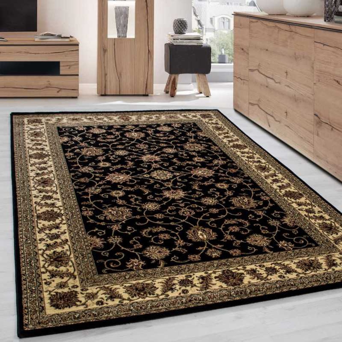 Marrakesh Oosterse Klassieke Tapijt 0210 ZWART 300x400 cm