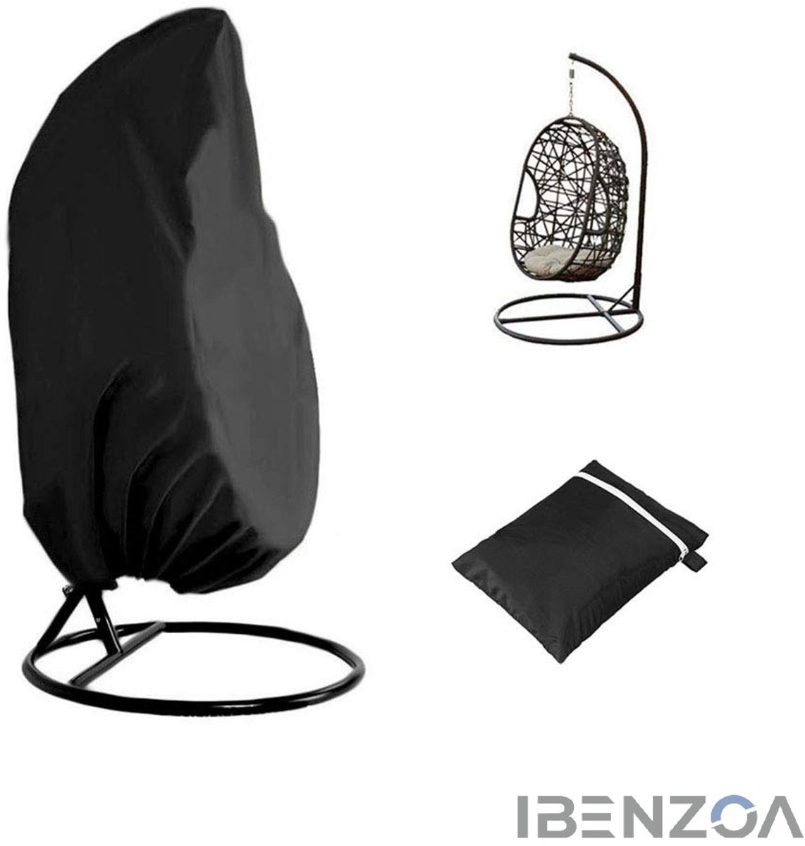 Ibenzoa Hoes voor Hangstoel - Waterdicht - 190x115 cm - Zwart - 210D Oxford