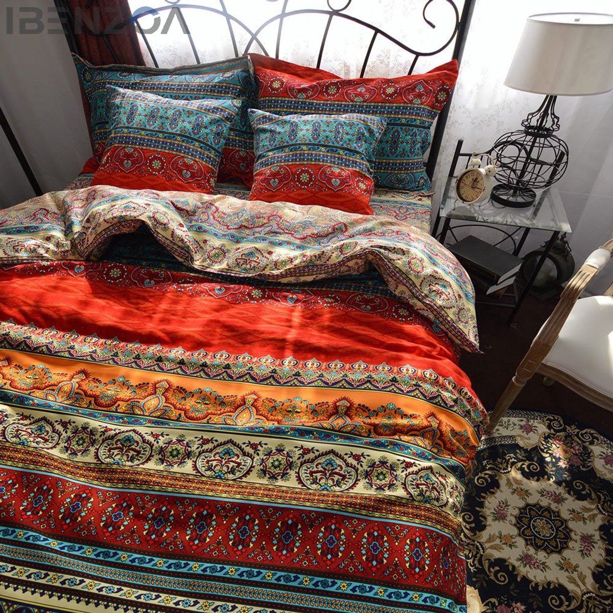 Ibenzoa Dekbedovertrek Set - Bohemian Stijl - 135x200 cm - 100% Katoen Multicolor
