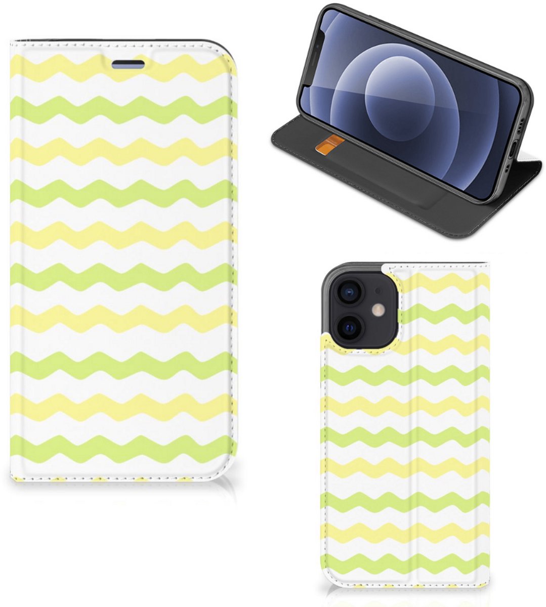 iPhone 12 Mini Hoesje met Magneet Waves Yellow