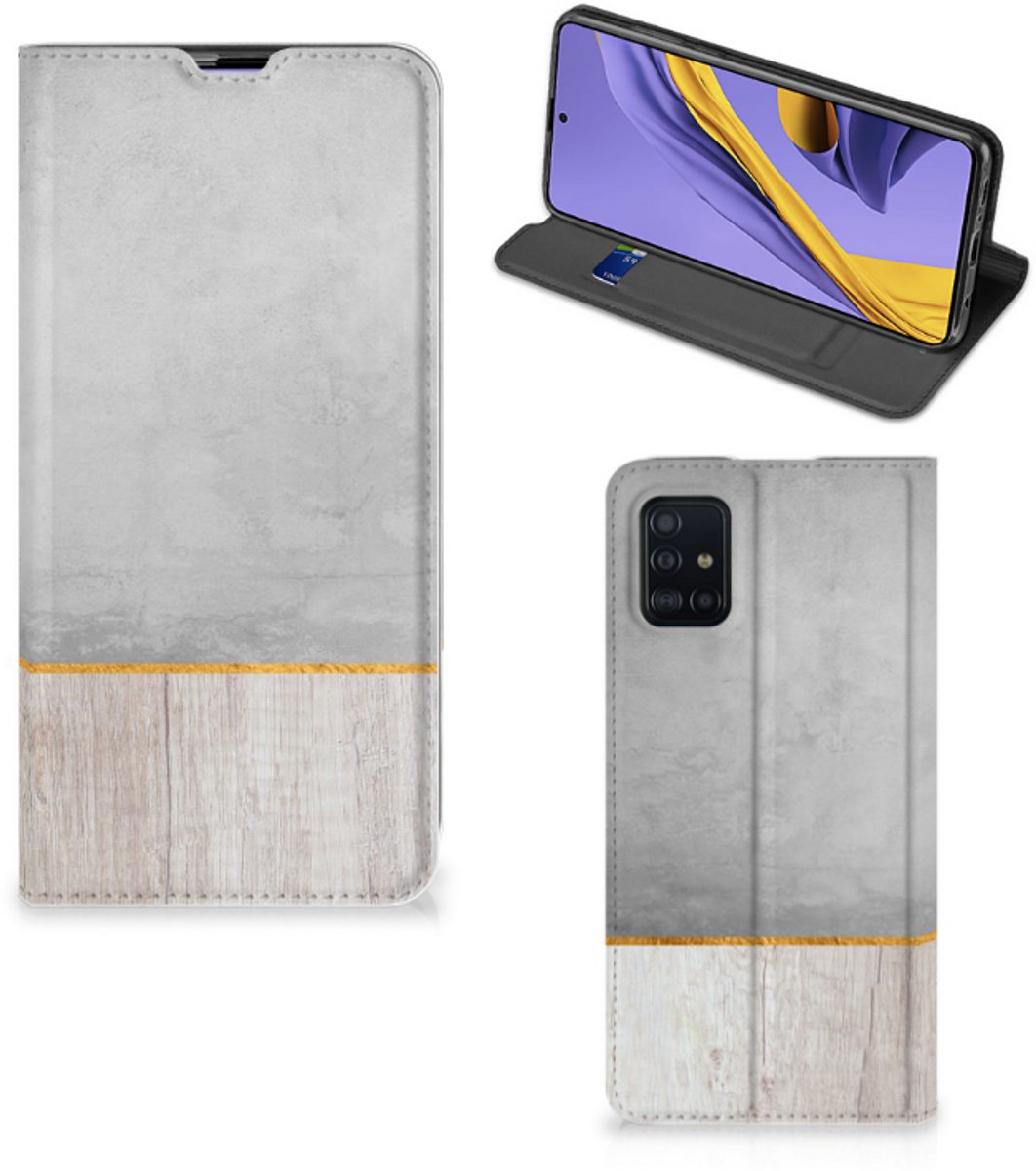Samsung Galaxy A51 Book Wallet Case Wood Concrete