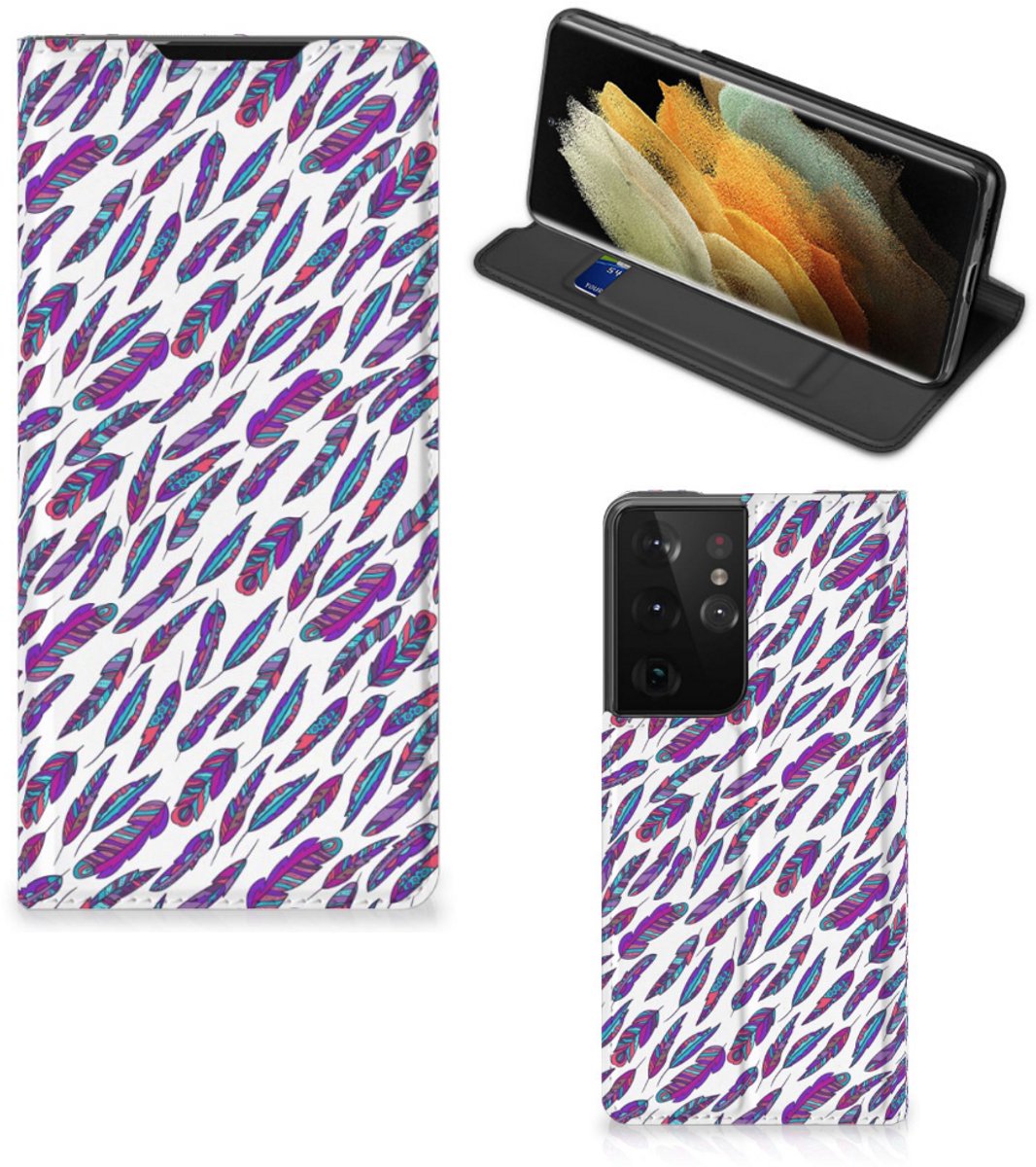 Samsung Galaxy S21 Ultra Hoesje met Magneet Feathers Color