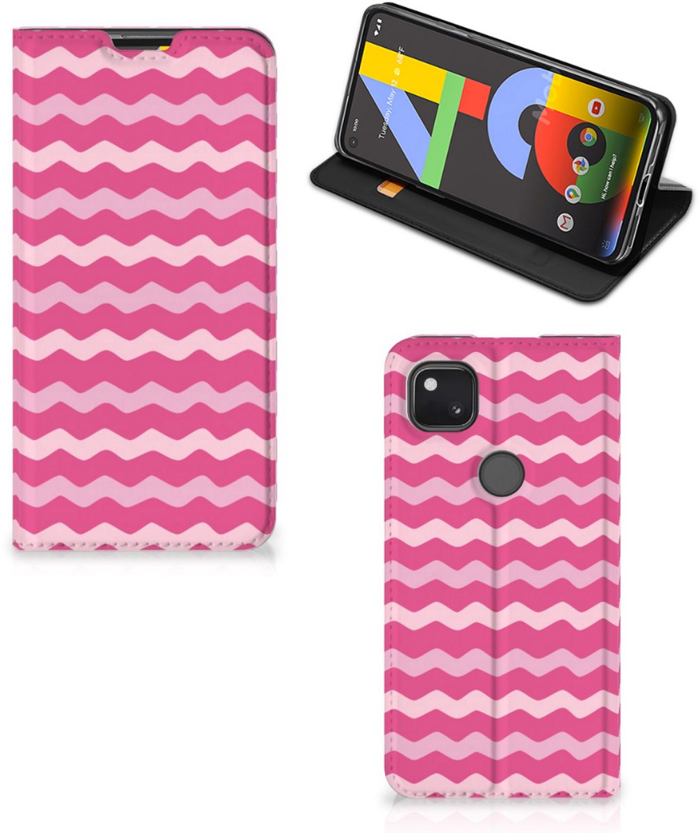 Google Pixel 4a Hoesje met Magneet Waves Pink