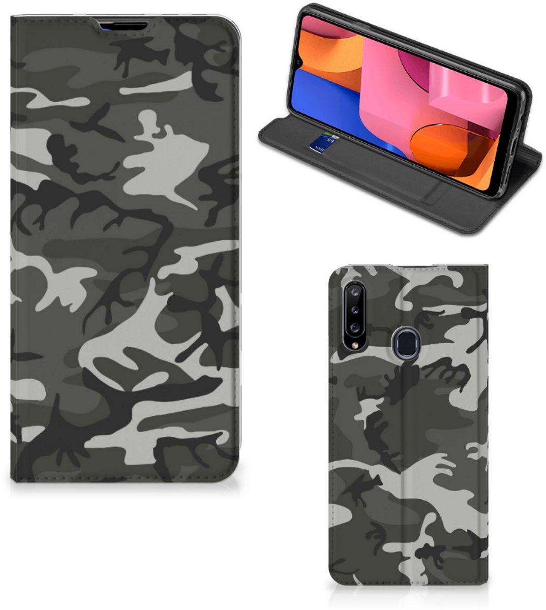 Samsung Galaxy A20s Hoesje met Magneet Army Light