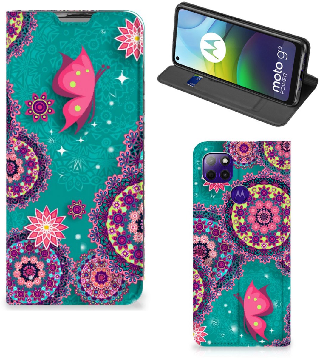 Motorola Moto G9 Power Bookcase Cirkels en Vlinders