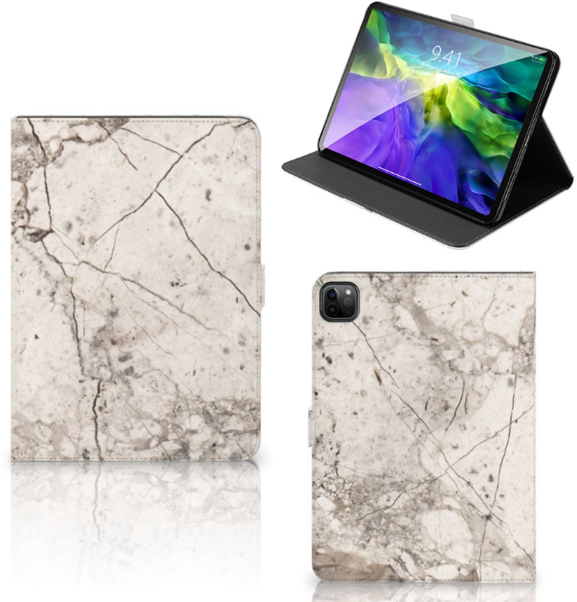 iPad Pro 11 2020/2021/2022 Leuk Tablet hoesje Marmer Beige