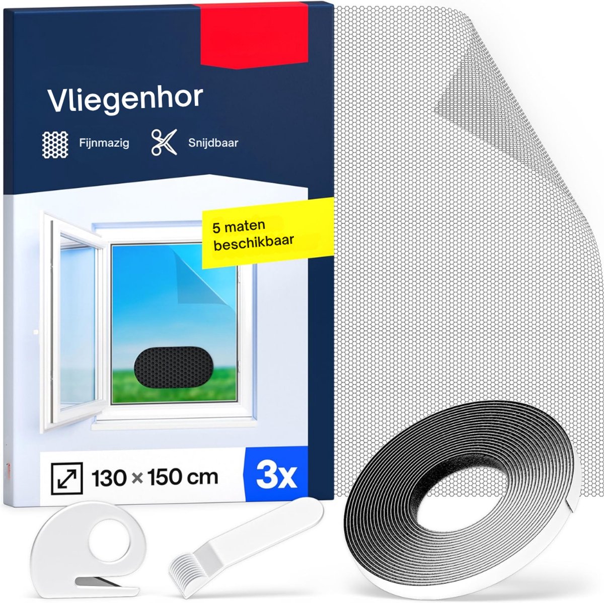 DnA® Raamhor - Deurhor - Rolhor - Raamhor Magnetisch - Zwart - 130cm x 150cm x 2cm
