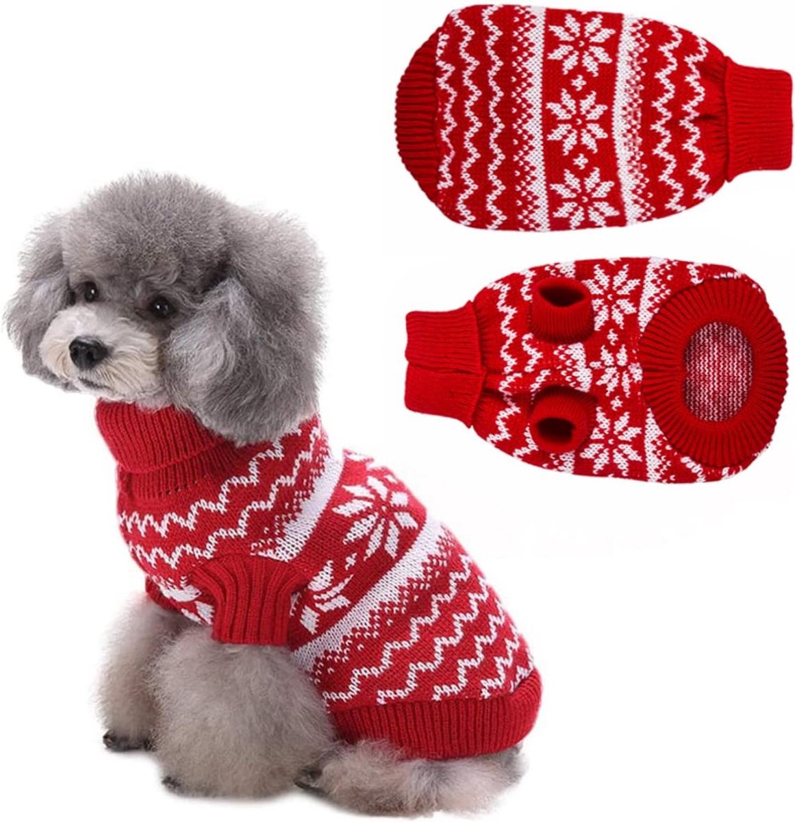 Knitted Christmas Sweater voor Kleine Honden - Warme, Comfortabele en Feestelijke Trui voor Honden in Maat M (Rood)