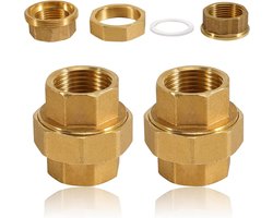 2 Stuks Messing Schroefverbinding 3/4 Inch, Draadverbindingen voor Waterleidingen, Conische Afdichting met Vrouwelijke Draad, Geschikt voor DN20 Toepassingen