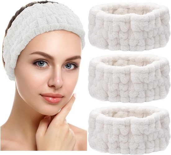 Zachte 3-delige Hoofdband voor Vrouwen - Ideaal voor Make-up, Gezichtsmaskers en Douche - Perfecte Geschenken voor Wellness en Verzorging