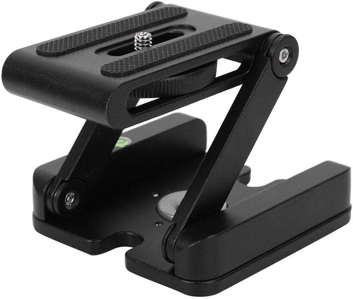 Verstelbare Z-vormige tripodkop van aluminium, snelontgrendelingsplaat voor DSLR camera en camcorder, ideaal voor stabiliteit en flexibiliteit tijdens het filmen.