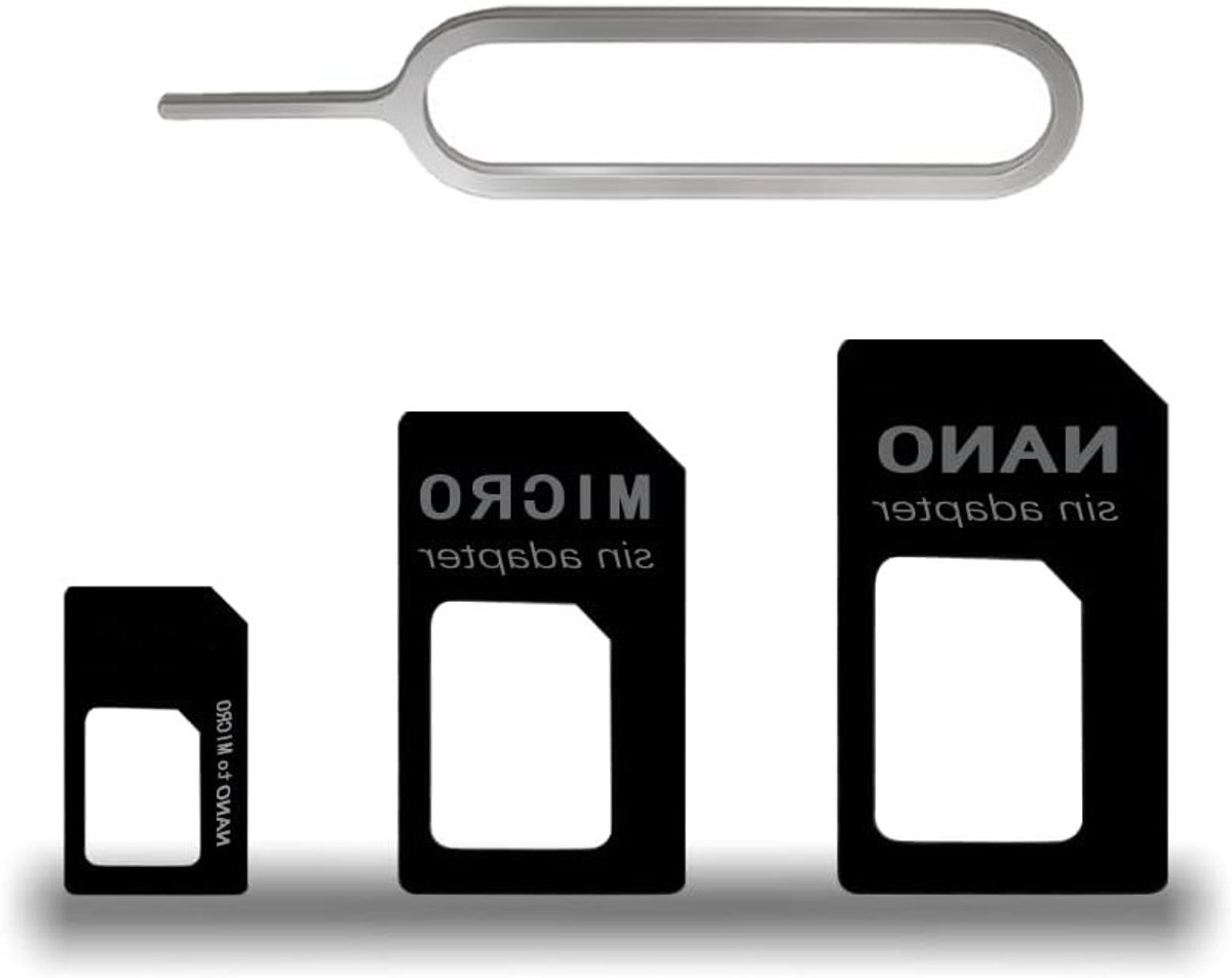 3-in-1 Nano SIM Kaart Adapter Set met SIM Eject Pin voor Smartphones en Tablets, Geschikt voor Diverse Modellen