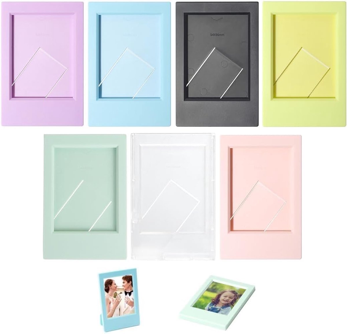 Set van 7 mini fotolijstjes Polaroid frame - Instax mini foto lijstje klein 7 inch - kleurrijke fotolijst set voor 90 Fujifilm Instax Mini instant foto's - cadeaulijst
