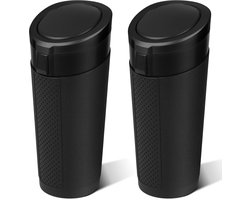 Auto-afvalbak met deksel – 2 stuks mini auto-afvalbakken voor bekerhouder – Zwart, kleine lekvrije voertuig-afvalbak – Auto-organizers en opbergers voor achterbank, SUV en vrachtwagenaccessoires