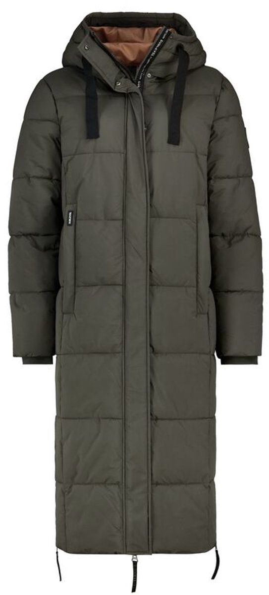 SUBLEVEL - WINTERJAS - XL - EXTRA LONG PUFFER COAT WITH SIDE ZIPPERS - Groen