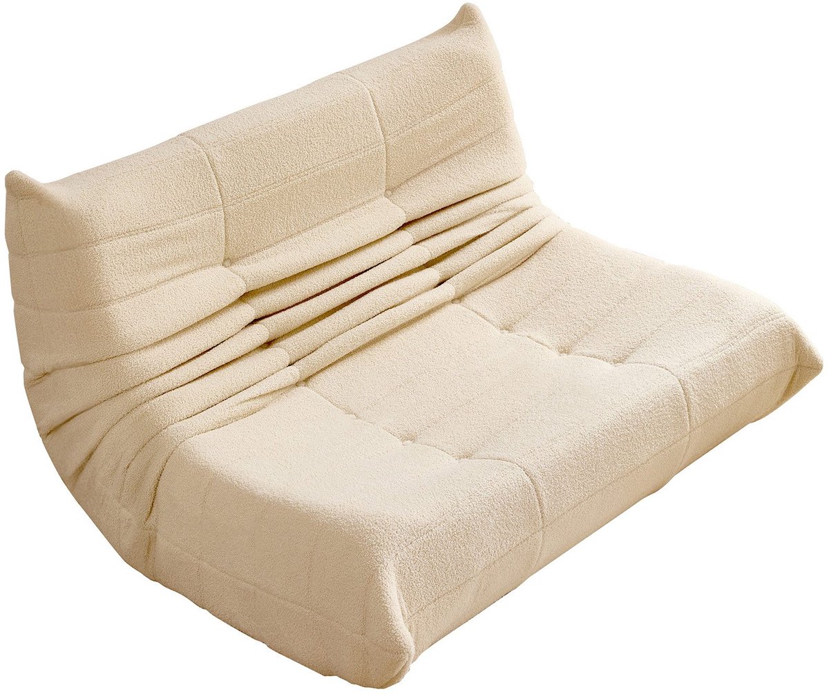 REDOM 2-zits Loungebank – Teddy Fluweel – 149x114 cm – Beige – Comfortabele Relaxbank voor