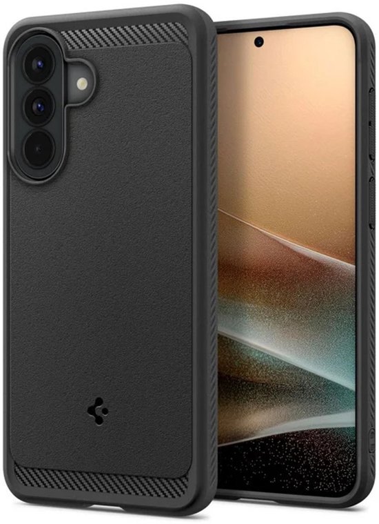 Spigen Rugged Armor siliconen hoesje Samsung Galaxy A57 5G zwart, schokbestendig met carbon grip