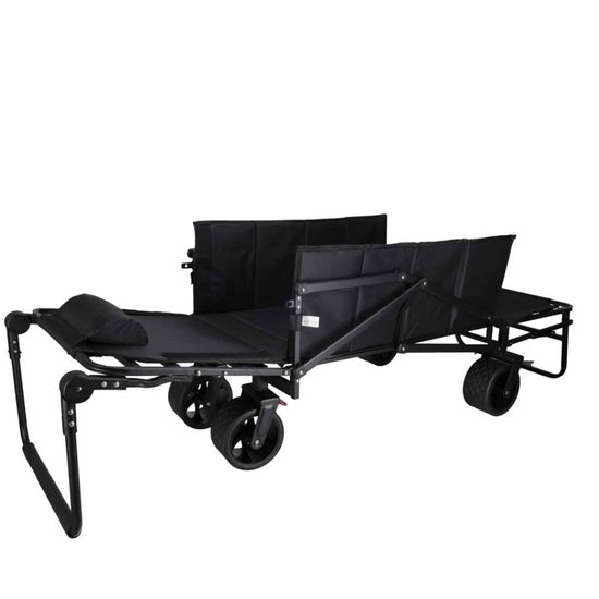 MOZY® - 2 in 1 Bolderkar en Ligbed - Zwart - 120 x 64 x 108 cm - tot 150 kg - Verstelbare Hendel - Opvouwbaar - Bolderwagen - Duwkar - Ligbed - Veldbed - Kampeerbed - Ligstoel - Visbed - Stretcher — afbeelding 2