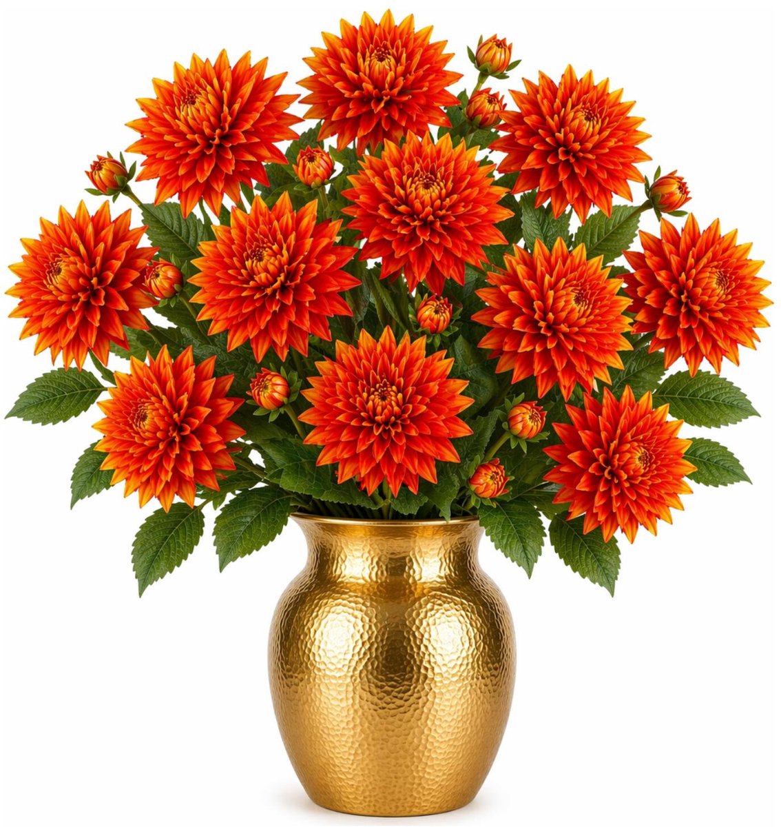 Mica Decorations Kunstbloem Dahlia Artistic - 12x - H74 cm - oranje - kunststof - stelen kunstbloemen - boeket - bloemetjes