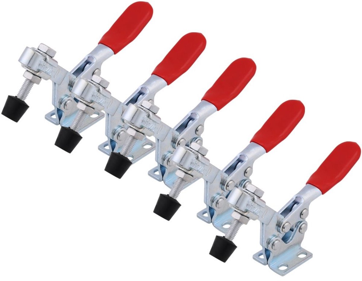 Allecto - Toggle Clamp - Heavy Duty - Compact en stevig - Rood - 227kg holding capacity - Ideaal voor lassen en reparaties - 5 stuks