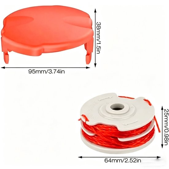 2 Stuks - trimmerdraad -draadspoelen - draadspoelen grastri.mer- Geschikt Voor FLYMO - Geschikt Voor Vervangt spoelen uit de FLYMO FLY021/FLY0060 -onderdelen voor grasmaaiers - 1spoelen en één dop — afbeelding 2