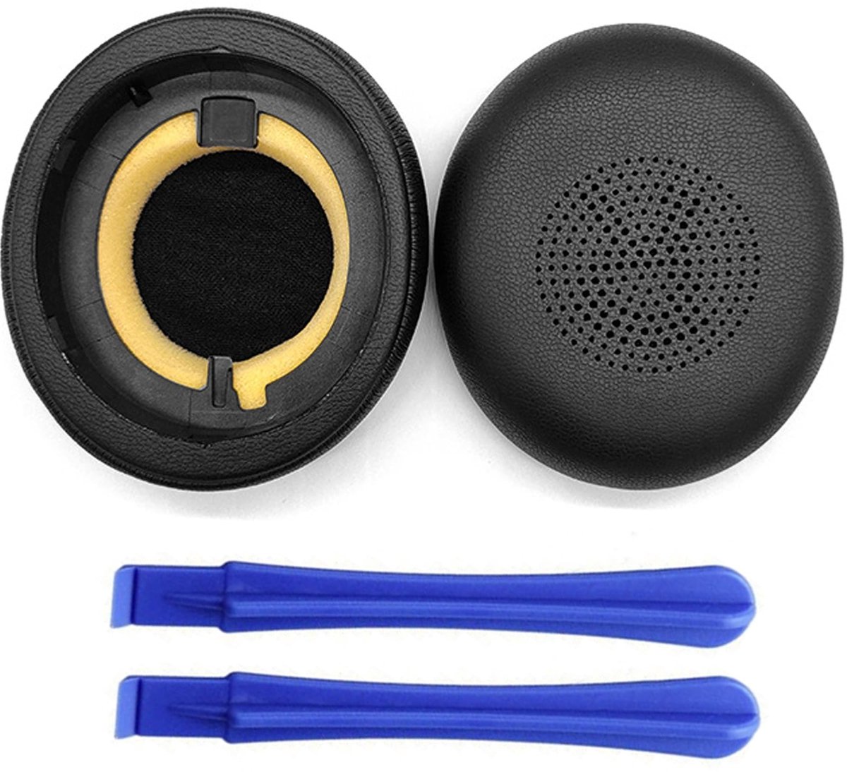Allecto - Vervangende oorkussens - Professionele oorkussens - Zacht eiwitleer - Zwart - Comfortabel - Geschikt voor Jabra Evolve2 65 40 en Elite 45h