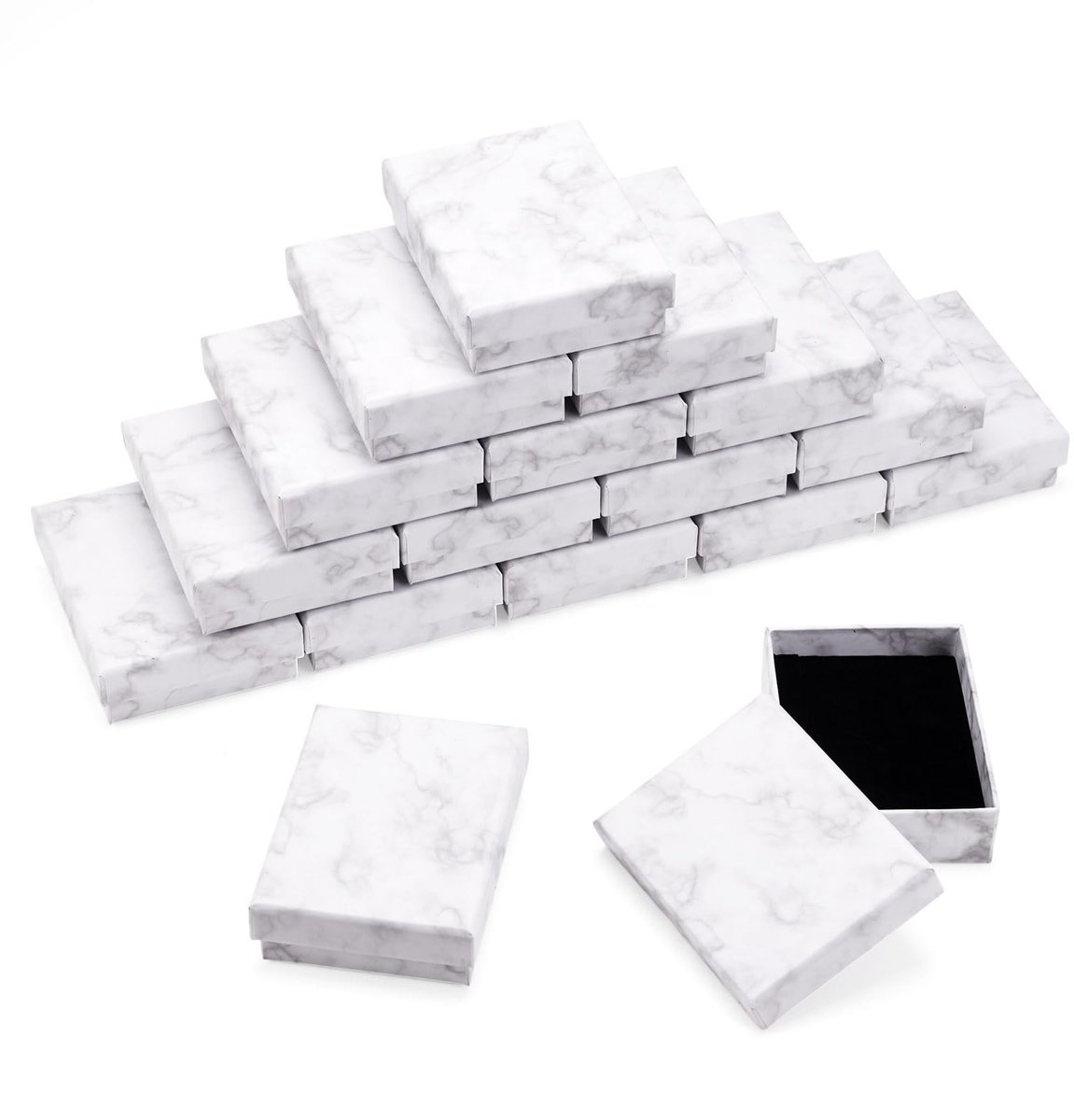 Allecto - Sieraden Dozen - Luxe Geschenkverpakking - Wit Marmer - Voor Ringen Kettingen Oorbellen Armbanden - Perfect voor Cadeaus - 24 Stuks